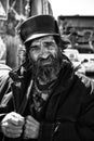 Rostov, Russia - Circa 2014: Homeless sad old man Royalty Free Stock Photo