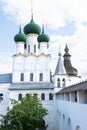 Rostov, Russia - June 10, 2023. View of the Church of St. John the Evangelist and the walls of the Rostov Kremlin