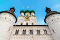 Rostov Veliky, Russia - Domes of churches in Kremlin Royalty Free Stock Photo