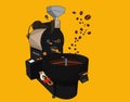 Roaster for coffee beans in yellow background