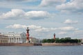 Rostral columns and building of the Stock Market Royalty Free Stock Photo