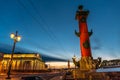Rostral columns in the center of St. Petersburg, on the Spit of Vasilievsky Island
