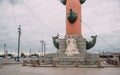 Rostral columns view of the Exchange bridge and the Petrogradskaya side.