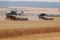 Rostselmash combine threshing wheat in Germany Royalty Free Stock Photo