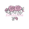 Rosy peony floral sketch. spring flower vector illustration. bla Royalty Free Stock Photo