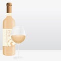 RosÃÂ© wine bottle and wine glass. French virtual brand name. Royalty Free Stock Photo