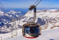 Rotair overhead cable car on Mt. Titlis in Switzerland Royalty Free Stock Photo