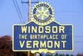 Rotary Club welcome sign at entrance to Windsor, VT