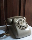 Rotary dial grey telephone