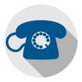 Rotary dial operated telephone icon or symbol