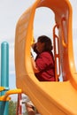 Rotary members from the community helping to build a playground for children.