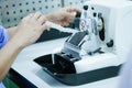 Rotary Microtome Section for diagnosis in pathology make microscope slide histology. Royalty Free Stock Photo