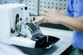 Rotary Microtome Section for diagnosis in pathology make microscope slide histology. Royalty Free Stock Photo