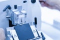 Rotary Microtome Section for diagnosis in pathology make microscope slide pathology Royalty Free Stock Photo