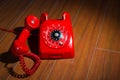 Rotary telephone on wooden background Royalty Free Stock Photo