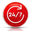 24/7 rotate arrow icon metallic grunge abstract red round button illustration Royalty Free Stock Photo