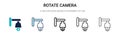 Rotate camera icon in filled, thin line, outline and stroke style. Vector illustration of two colored and black rotate camera Royalty Free Stock Photo