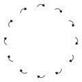 Rotate circular, radial arrows for cycle, iteration concepts. Concentric pointers for process, procedure, repetition themes.