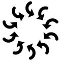 Rotate circular, radial arrows for cycle, iteration concepts. Concentric pointers for process, procedure, repetition themes.