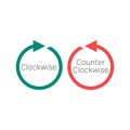 Rotate clockwise and rotate counterclockwise arrows. Stock vector illustration isolated on white background