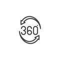 Rotate 360 degrees arrow line icon