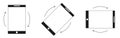Rotate Mobile Phone icon, rotation symbol with arrows set. Turn device, screen. Ui button, web or app. Vertical or