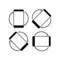 Rotate smartphone icon in black or device rotation symbol. Mobile screen rotation. Horisontal or vertical rotation on isolated Royalty Free Stock Photo