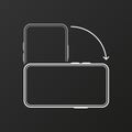 Rotate smartphone isolated icon. Device rotation symbol on black background. Mobile screen horizontal and vertical turn Royalty Free Stock Photo