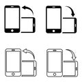 Rotate smartphone isolated icon. Device rotation symbol. Mobile screen horizontal and vertical turn.