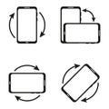 Rotate smartphone set icons. Vector illustration.