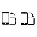 Rotate smartphone vector icon. Device rotation illustration symbol. Mobile screen horizontal and vertical turn. Royalty Free Stock Photo