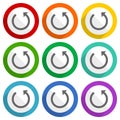 Rotate vector icons, set of colorful flat design buttons for webdesign and mobile applications Royalty Free Stock Photo