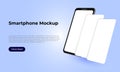 Rotated triple 3d smartphone mockup template for application presentation