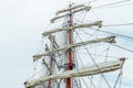 Rotated yards on the standing rigging Royalty Free Stock Photo