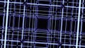 Rotating animation with square line construction. Design. Spatial grid with lines and squares. Electronic grid with