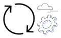 Continuous Process Concept with Gear, Arrows, and Cloud for Workflow and Innovation Themes Royalty Free Stock Photo