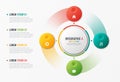 Rotating circle chart template, infographic design, visualization concept with with 4 options, steps, processes.