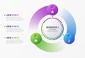 Rotating circle chart template with 3 options. Vector design for