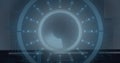 Rotating circular interface with arrows and symbols, futuristic technology image