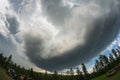 Rotating clouds indicating the presence of the mesocyclone of a supercell thunderstorm Royalty Free Stock Photo