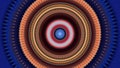 Rotating concentric circles target with psychedelic effect. Animation. Bright small and big rings flashing with bright