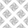 Rotating concentric squares seamless pattern, Square optical illusion pattern - black and white