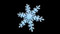 Rotating crystal snowflake against black, computer generated. 3d rendering winter backdrop