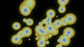 Rotating 3d bacteria molecules. Design. Animated background with moving molecular bacteria in vortex. Liquid bright