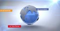Rotating 3D globe floating in digital interface, with UI notification panels and lens flare Royalty Free Stock Photo