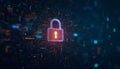 Rotating Digital Encryption Key Against Matrix Backdrop With Glowing Keyhole Symbolizing Security And Access Control Royalty Free Stock Photo