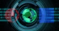 Rotating digital globe with binary code and data processing image Royalty Free Stock Photo