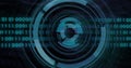 Rotating digital interface with binary code, futuristic technology image Royalty Free Stock Photo