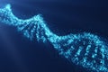 Rotating DNA, Genetic engineering scientific concept, blue tint, 3d rendering Royalty Free Stock Photo