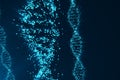 Rotating DNA, Genetic engineering scientific concept, blue tint. 3d rendering Royalty Free Stock Photo